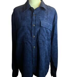 RSQ Men's Long Sleeve Button Front Corduroy Shirt Jacket, Navy Blue, Medium NWT